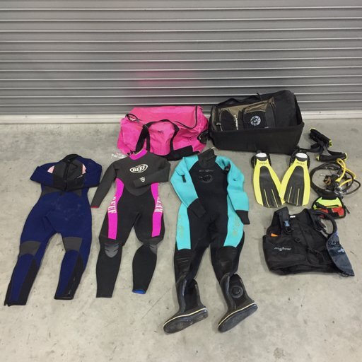 seaQuest BCジャケット XSサイズ 他 ウェットスーツ ドライスーツ フィン 等 ダイビング まとめ セット 現状品